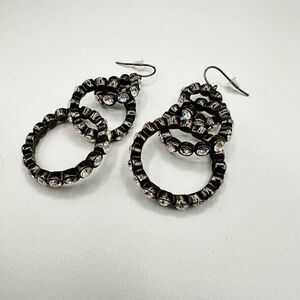 Three Hoop Interlock Rhinestone Drop Earrings